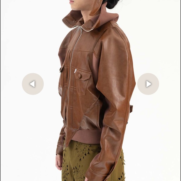 JUNTAE KIM Brown Pourpoint Faux-Leather Bomber Jacket - Picture 6 of 10